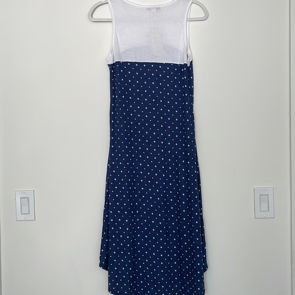 Blue / White Adam Levine  M short sleeve dress Hi low hem Made in USA - Picture 2 of 7
